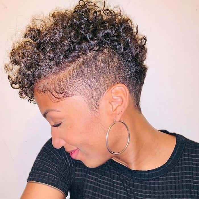 Girl in Curly Mohawk haircut