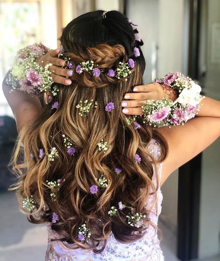 Light Waves in Hair with Floral Accents